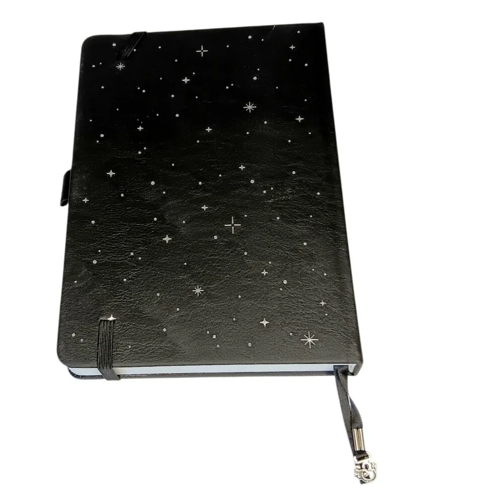 Archer & Olive Haunted Hollow Journal Black W/ Silver Moon & Stars Dot Grid New